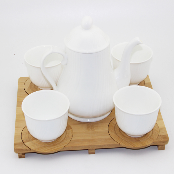 Fashion Embossed white ceramic tea set wholesale