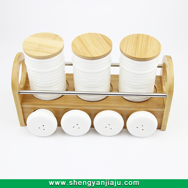 decorative tea coffee sugar canister with rack